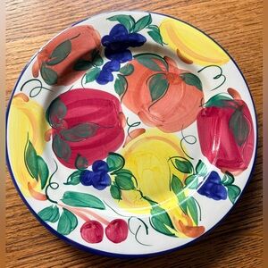 Patton handmade Stoneware pottery Fruit Dinner Plate - Multicolor- made in USA.